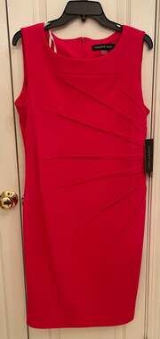 Andrew Marc Women's Hot Pink Sleeveless Starburst Sheath Dress